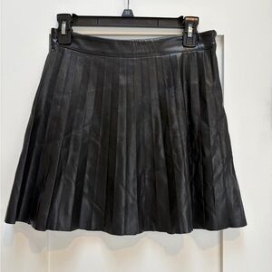 Steve Madden Black Leather Skater Skirt